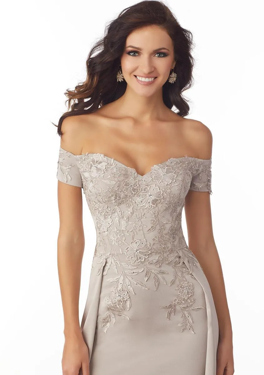 71834 MGNY Madeline Gardner New York Long Off Shoulder Formal Dress