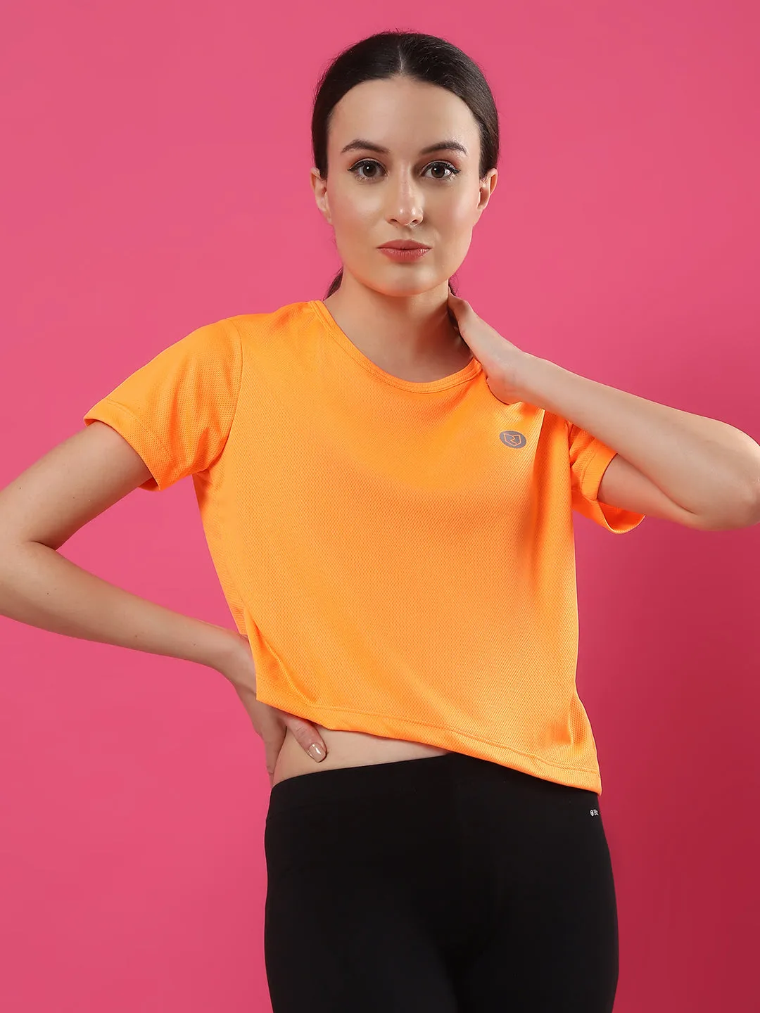 Activewear Loose Fit Half Sleeves Top for Women