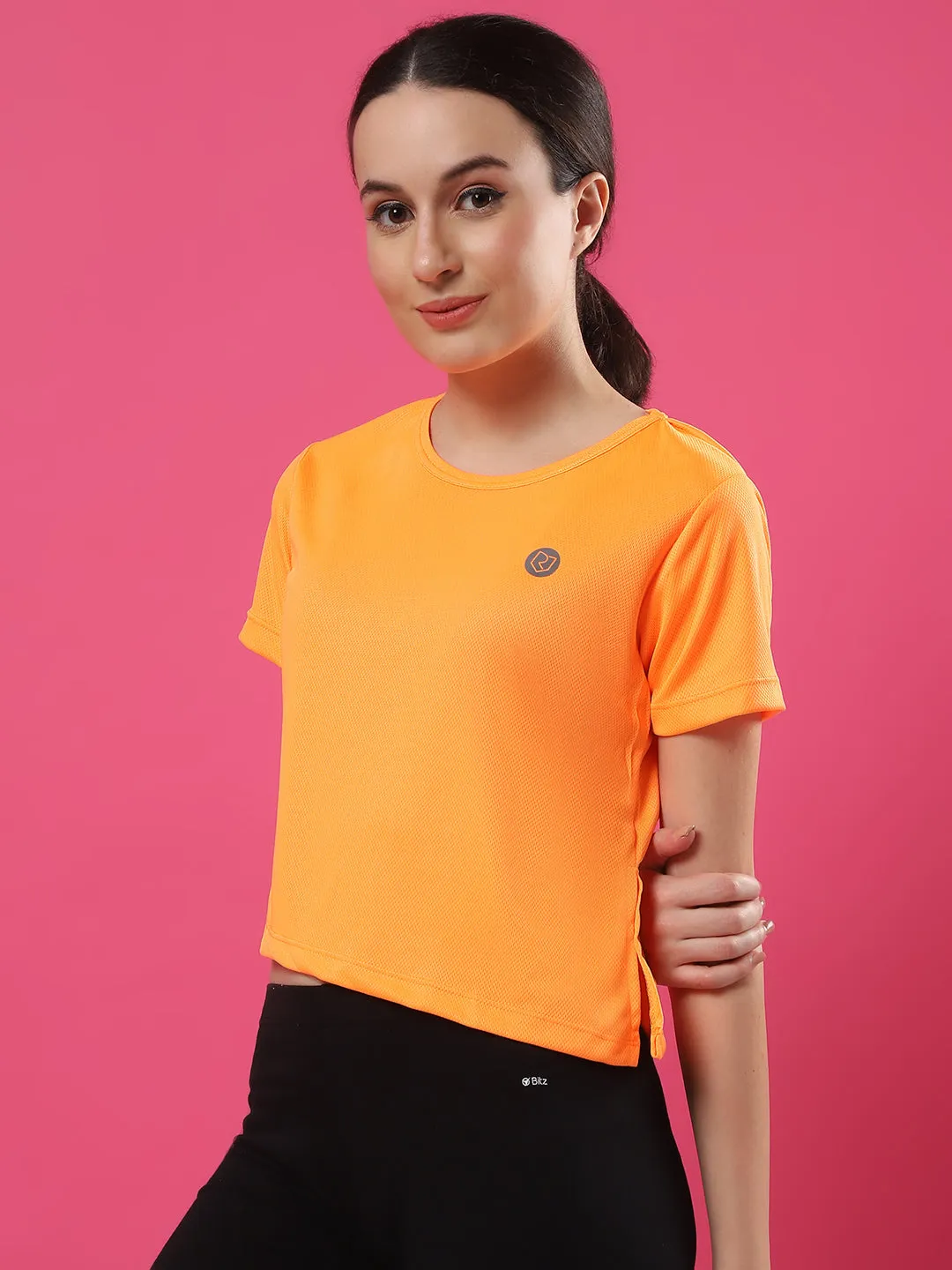 Activewear Loose Fit Half Sleeves Top for Women