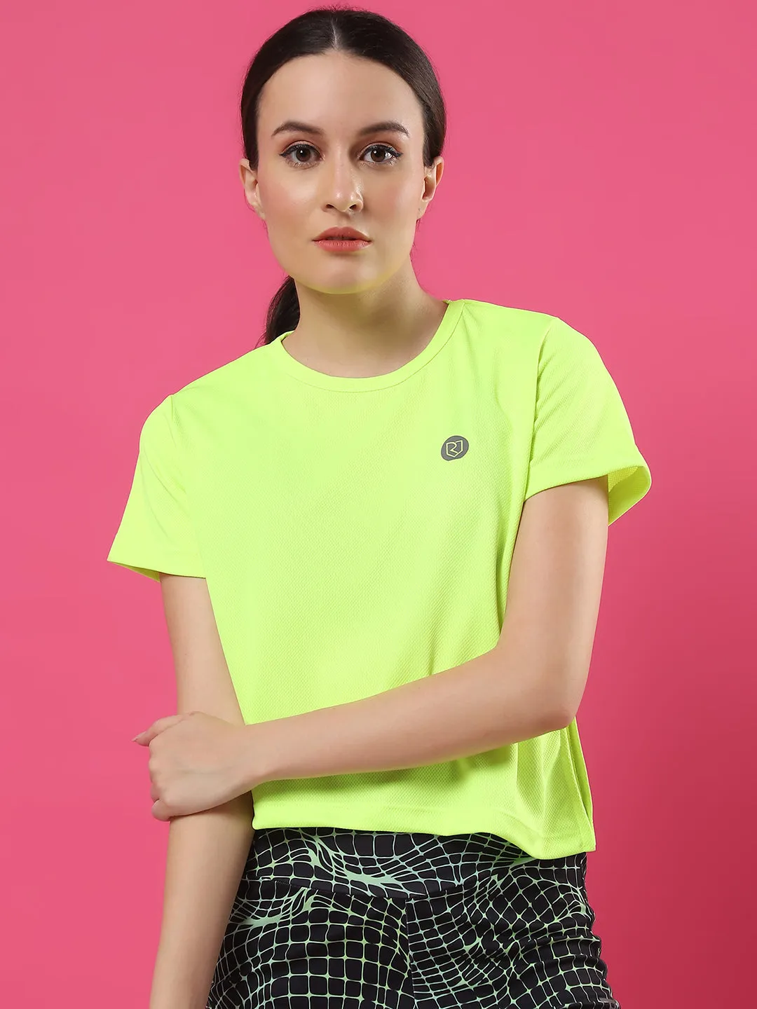 Activewear Loose Fit Half Sleeves Top for Women