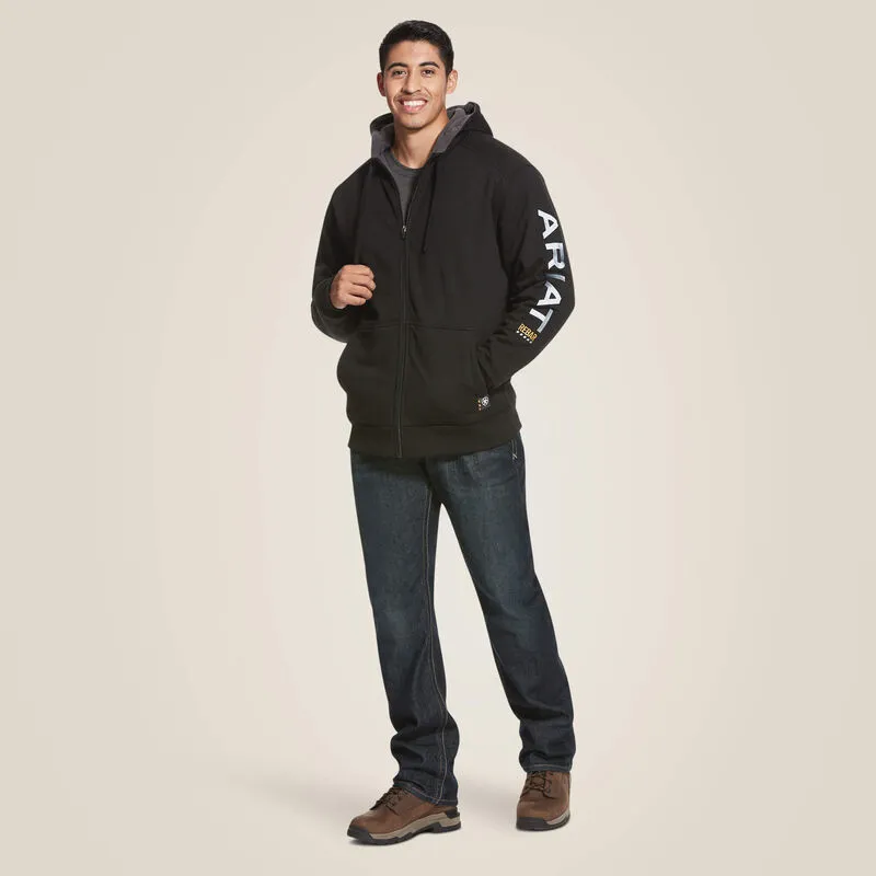 Ariat Men's Rebar Black All-Weather Full Zip Hoodie 10027833