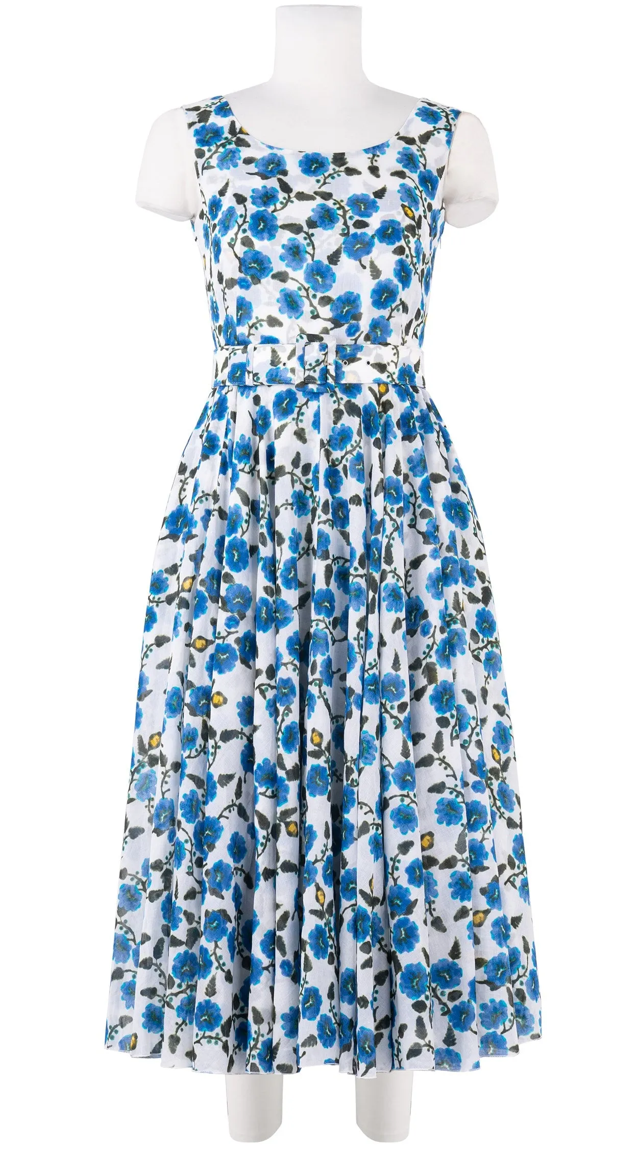 Aster  Dress Boat Neck Sleeveless Midi Length Cotton Musola (Azalea Flower Small)