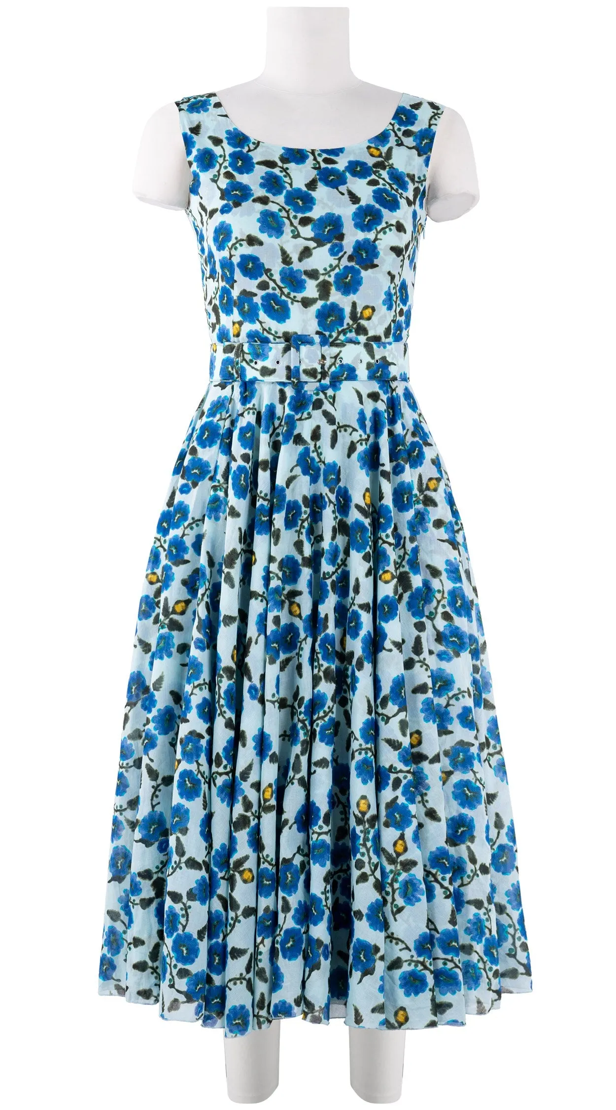Aster  Dress Boat Neck Sleeveless Midi Length Cotton Musola (Azalea Flower Small)