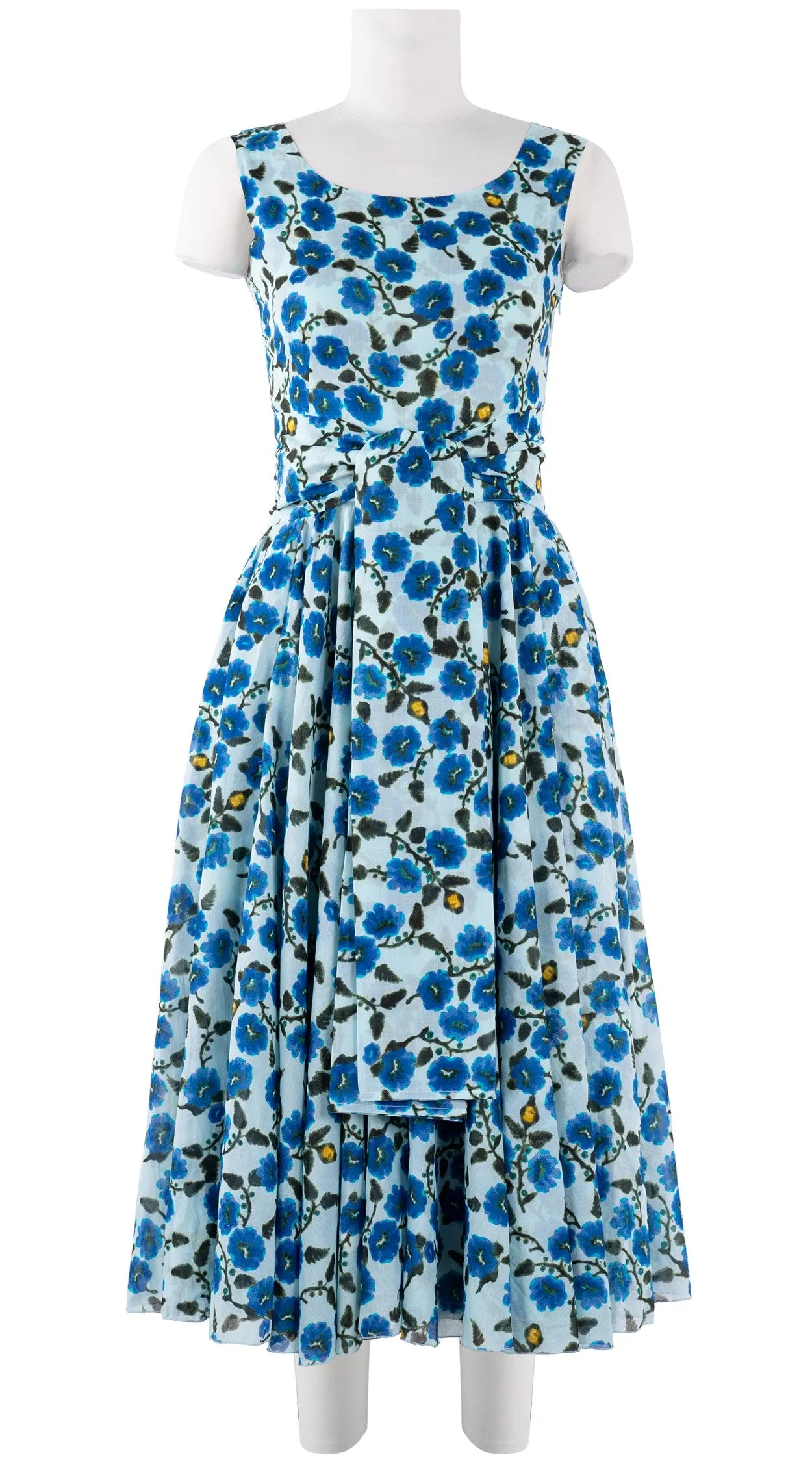 Aster  Dress Boat Neck Sleeveless Midi Length Cotton Musola (Azalea Flower Small)