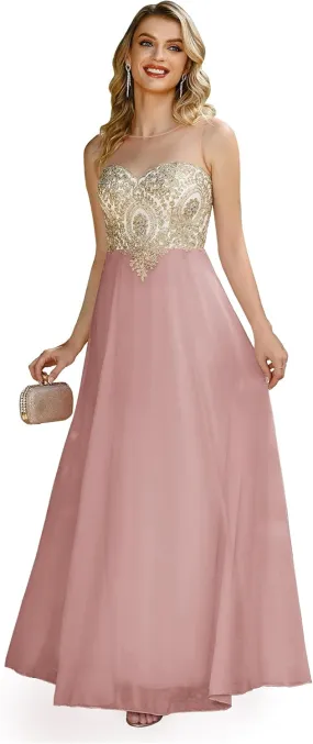 Babyonline Women's 2025 Summer Maxi Dress - Sleeveless Elegant Round Neck High Waist Flowy Wedding Guest Formal Long Dresses