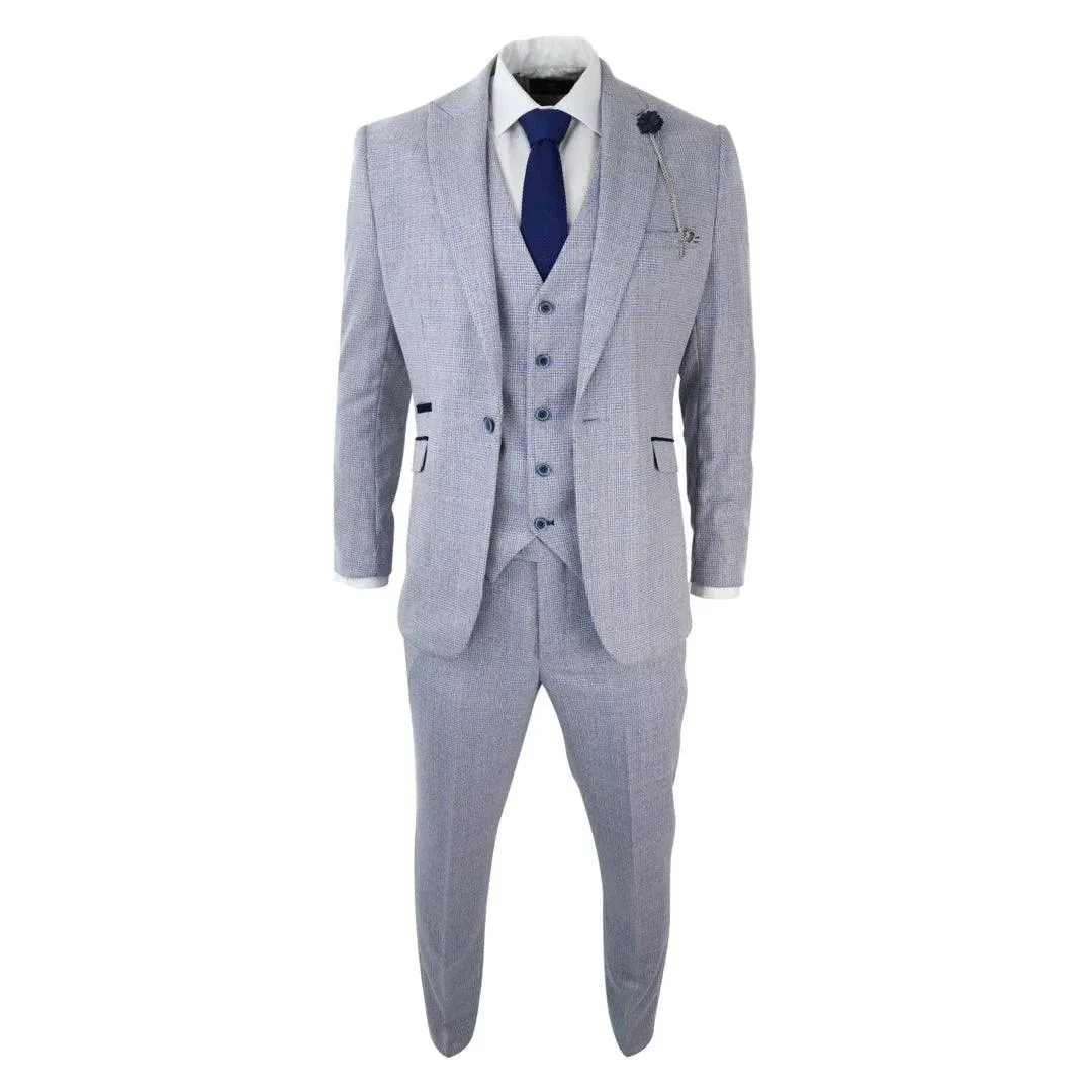 Caridi - Men's Boys 3 Piece Check Suit Tweed Black Brown Wedding Peaky Classic