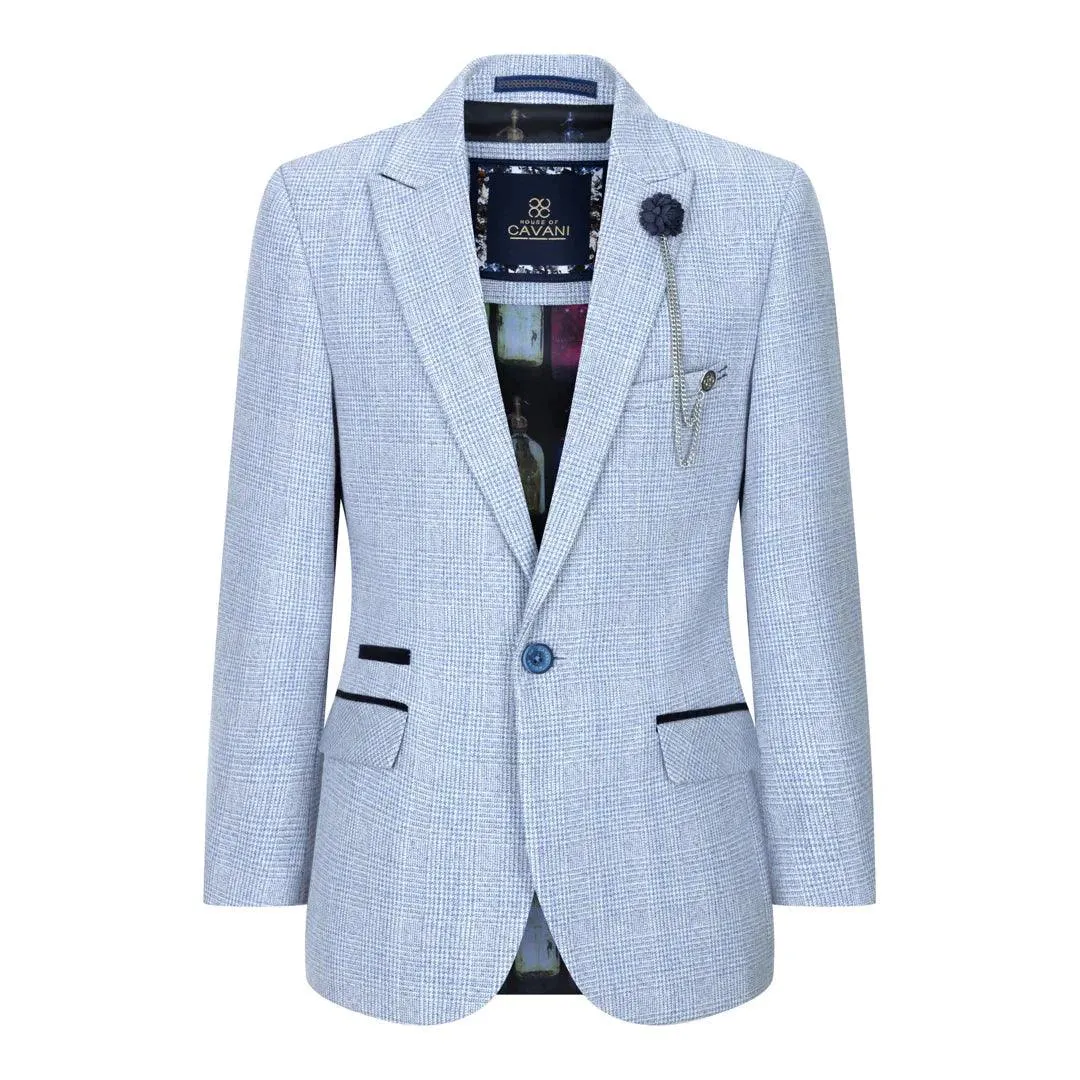 Caridi - Men's Boys 3 Piece Check Suit Tweed Black Brown Wedding Peaky Classic