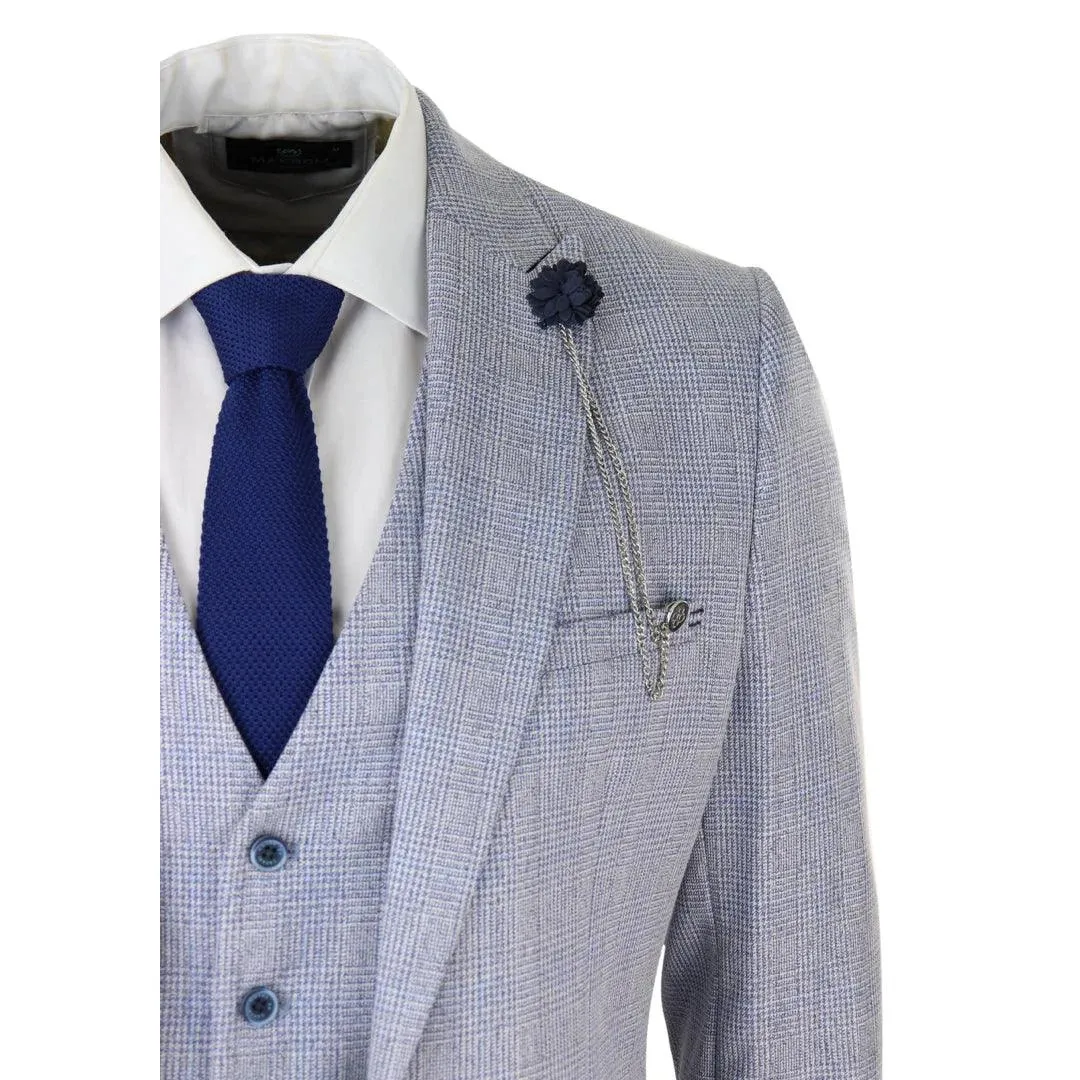 Caridi - Men's Boys 3 Piece Check Suit Tweed Black Brown Wedding Peaky Classic