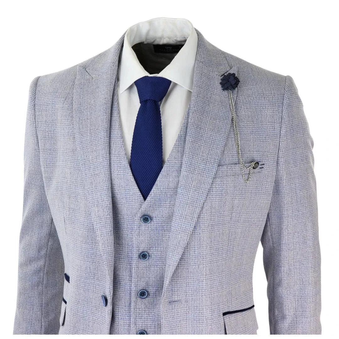 Caridi - Men's Boys 3 Piece Check Suit Tweed Black Brown Wedding Peaky Classic