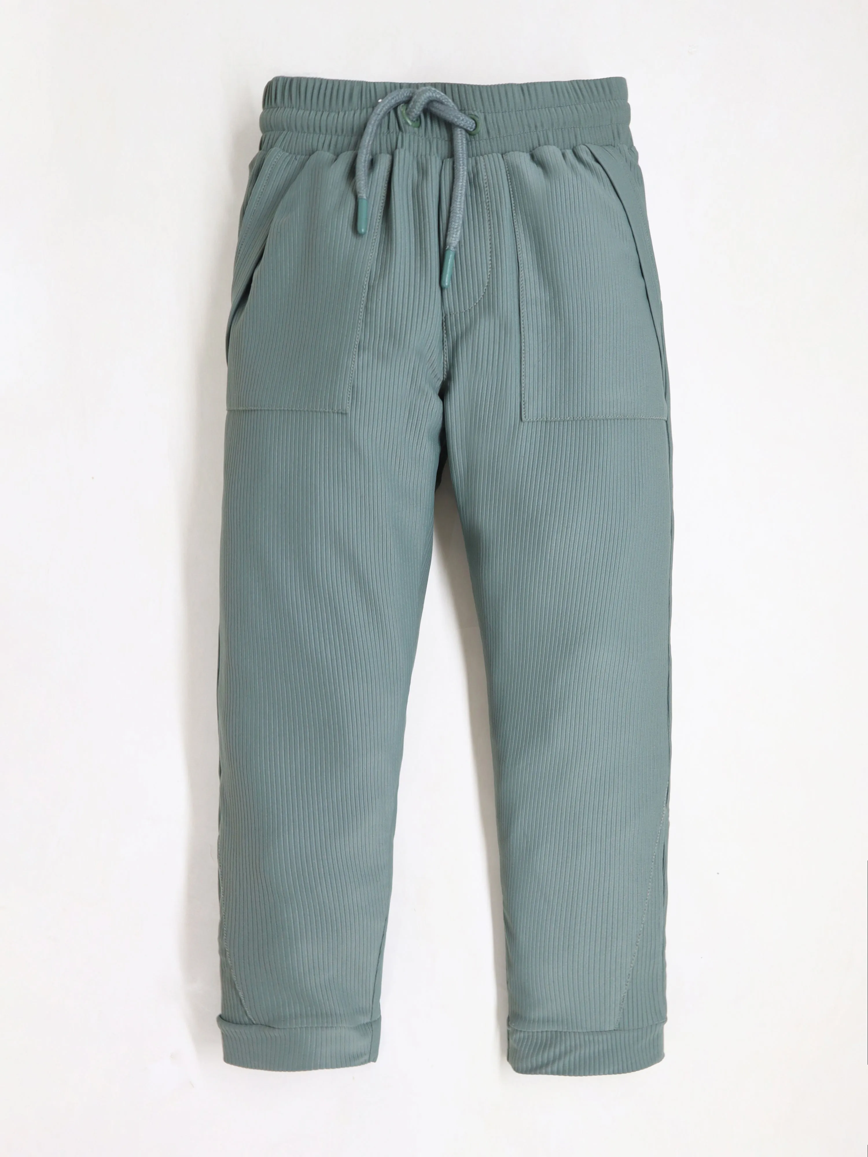 Cherry Crumble Unisex Green Self Texture Stripe Trouser
