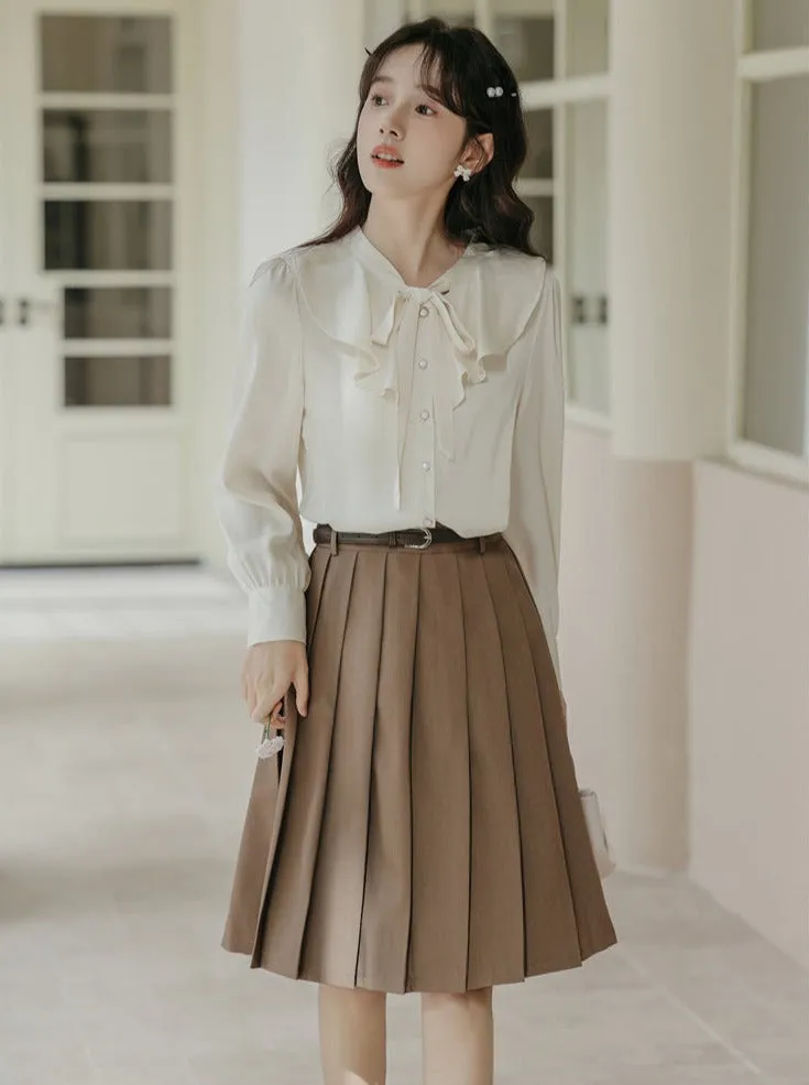Chic Shirt Chiffon French Ruffle Retro