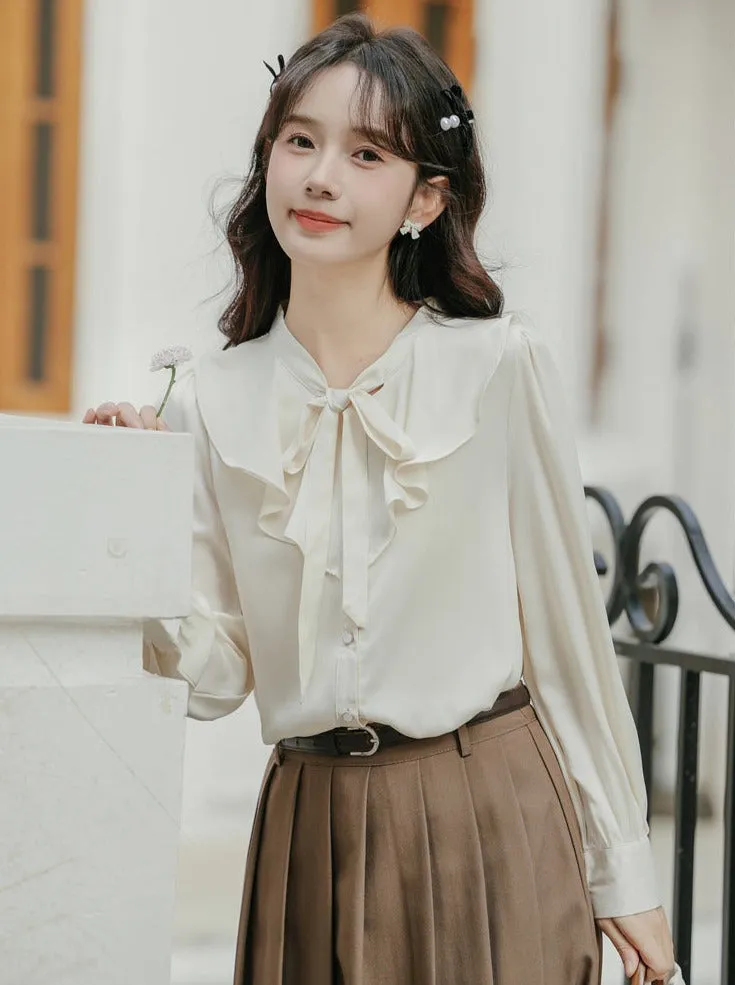Chic Shirt Chiffon French Ruffle Retro