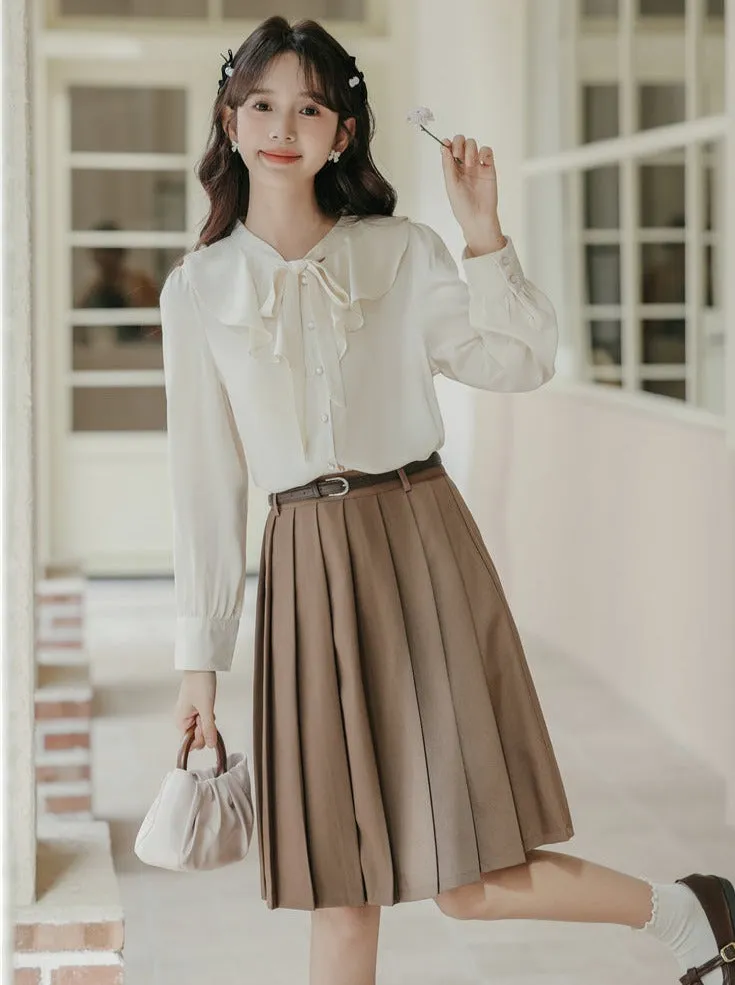 Chic Shirt Chiffon French Ruffle Retro