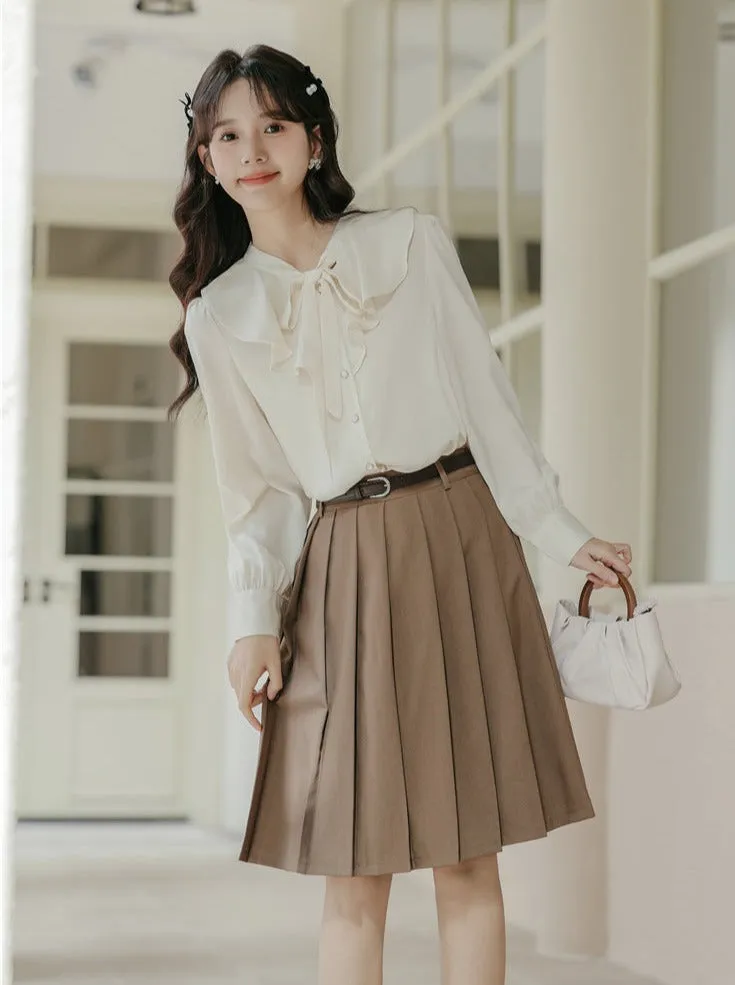Chic Shirt Chiffon French Ruffle Retro