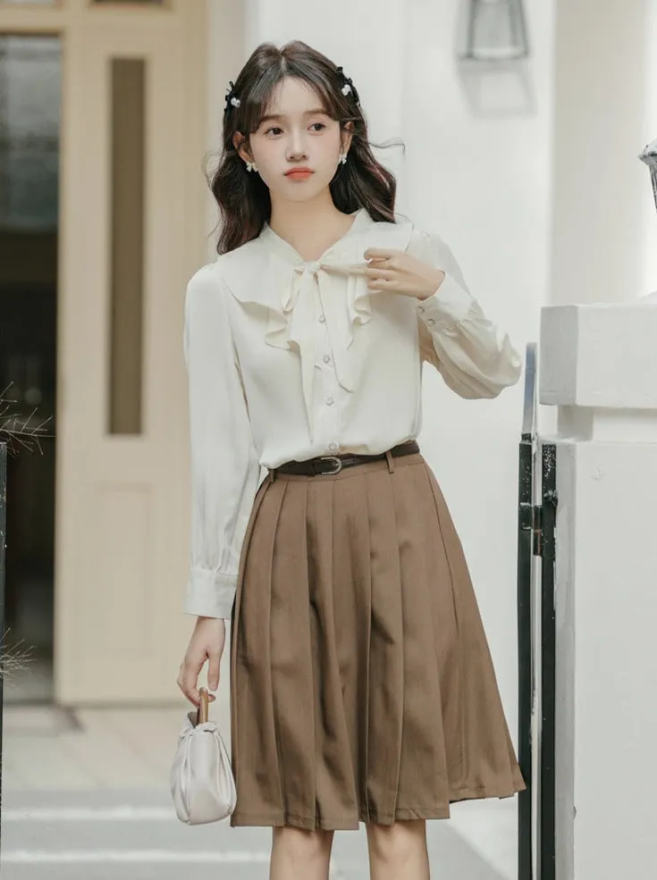 Chic Shirt Chiffon French Ruffle Retro