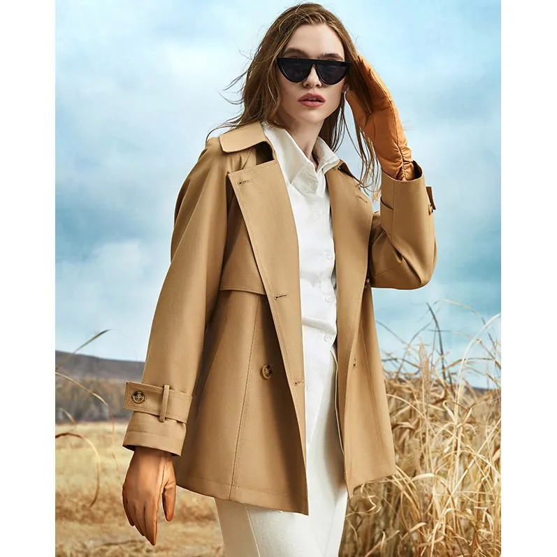 Cropped Belted Plain Trench Coat