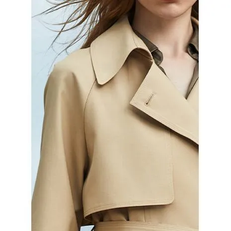 Cropped Belted Plain Trench Coat