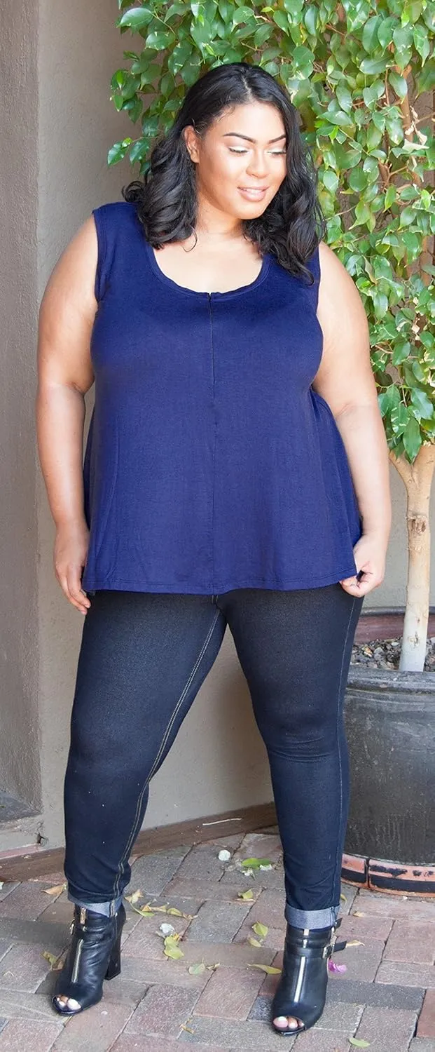 Curvy Plus Size 'Camille' Front Zip Nursing and Pumping Tank - Stylish, Simple and Discreet