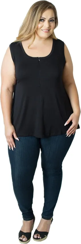 Curvy Plus Size 'Camille' Front Zip Nursing and Pumping Tank - Stylish, Simple and Discreet