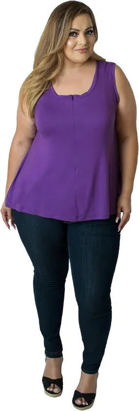 Curvy Plus Size 'Camille' Front Zip Nursing and Pumping Tank - Stylish, Simple and Discreet