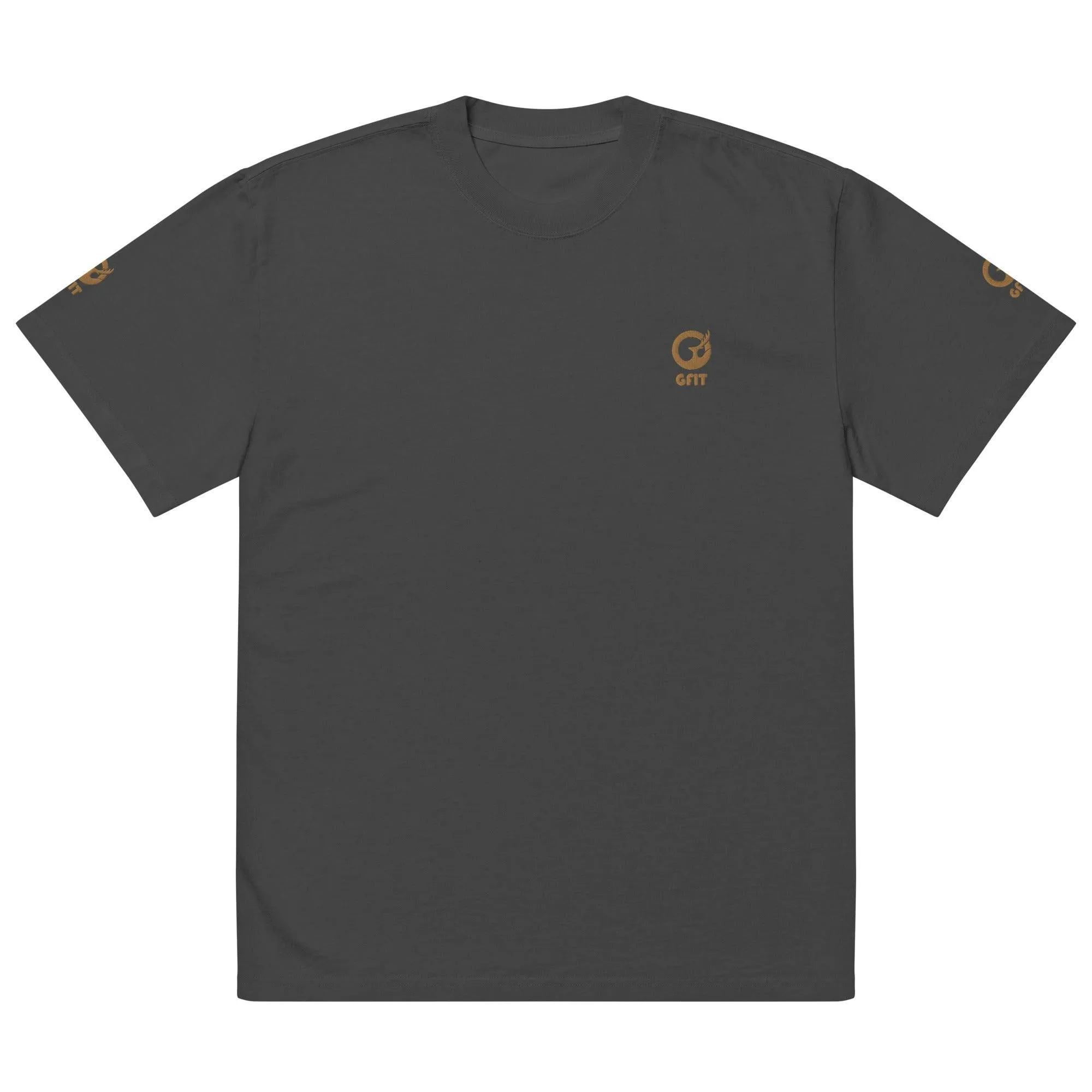 Embroidered Carded Cotton Oversized faded T-Shirt - Faded Black