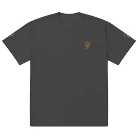 Embroidered Carded Cotton Oversized faded T-Shirt - Faded Black