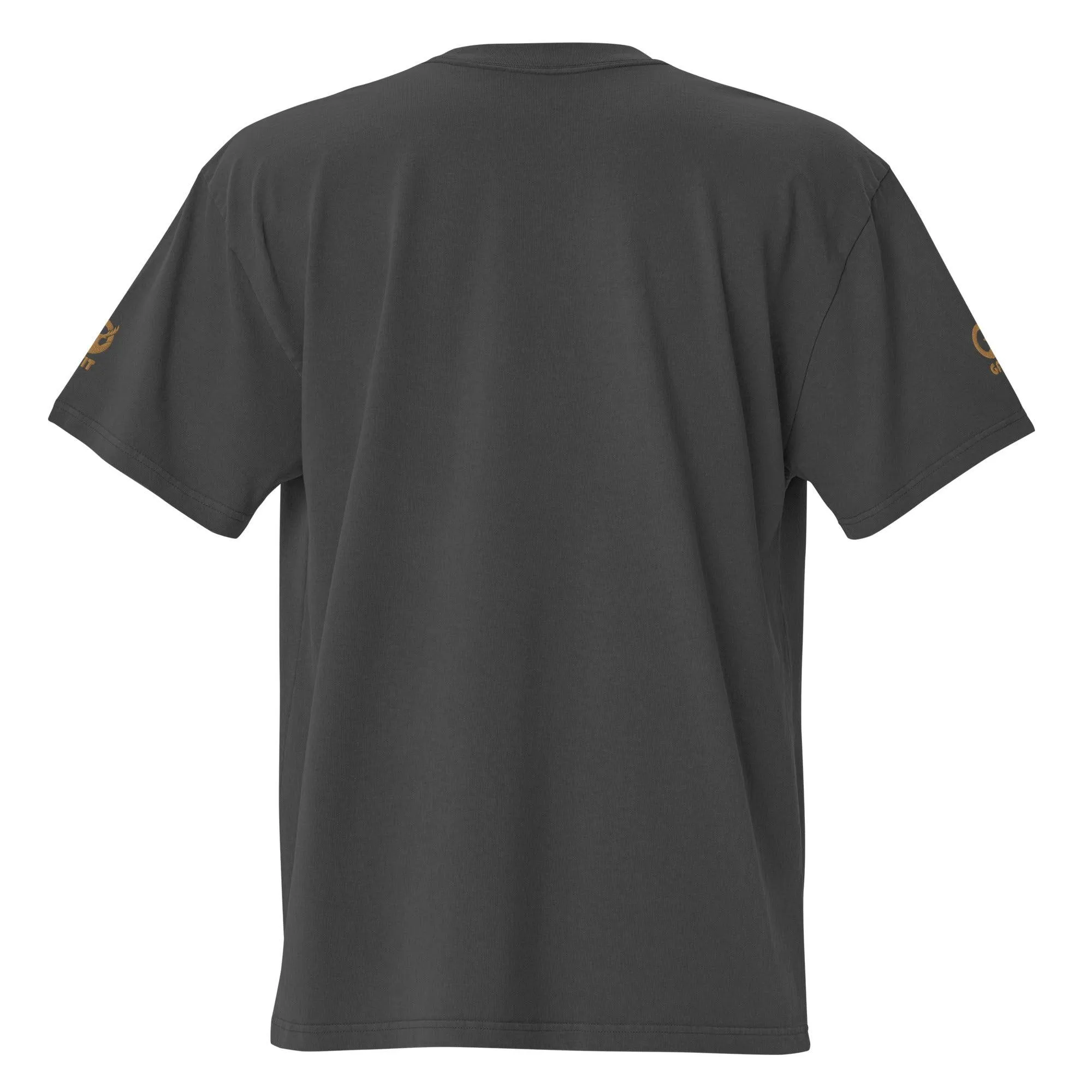 Embroidered Carded Cotton Oversized faded T-Shirt - Faded Black