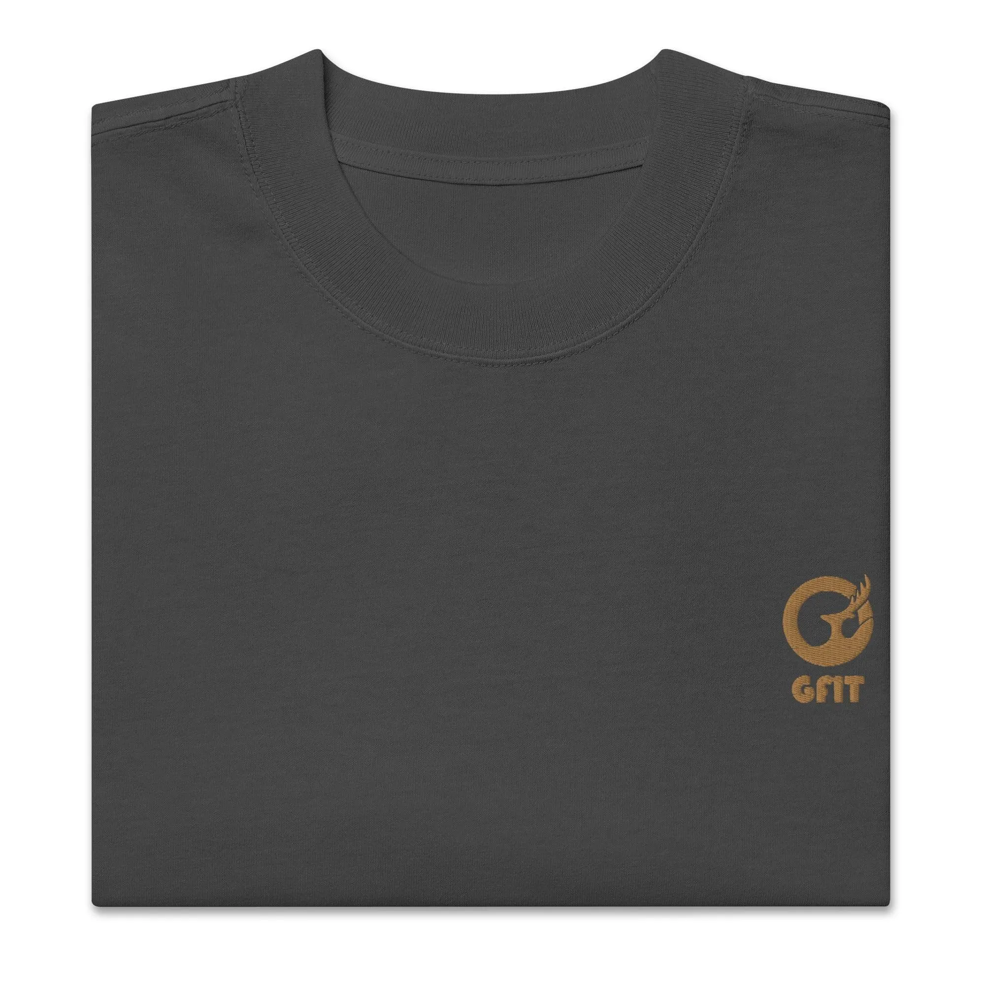 Embroidered Carded Cotton Oversized faded T-Shirt - Faded Black