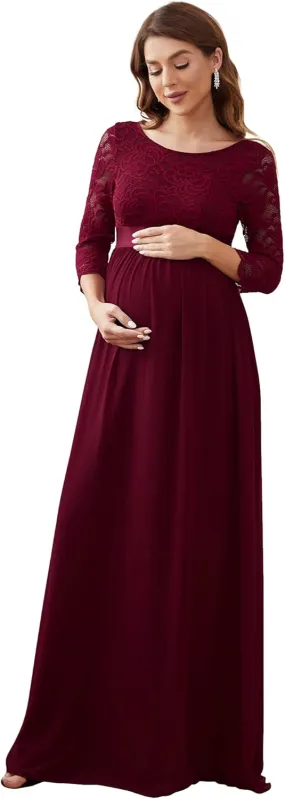 Ever-Pretty Women's 3/4 Sleeve A-line Lace Embroidery Chiffon Maternity Party Dress 20797