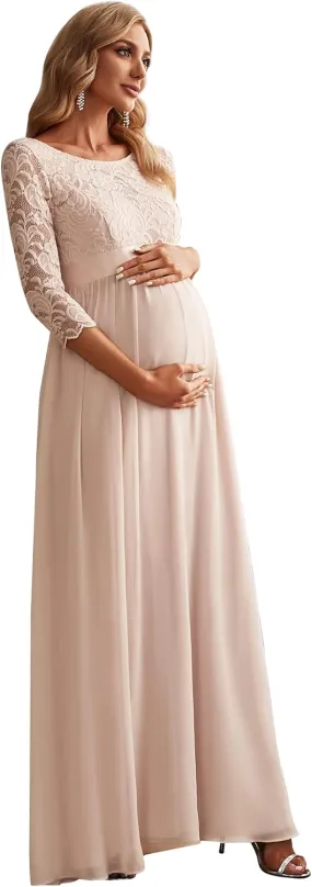 Ever-Pretty Women's 3/4 Sleeve A-line Lace Embroidery Chiffon Maternity Party Dress 20797