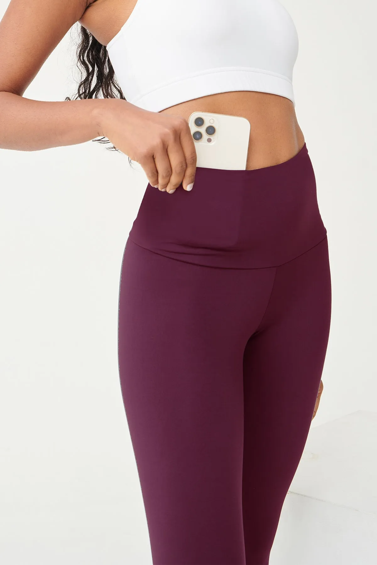 Extra Strong Compression Tummy Control Sport Running Leggings Burgundy
