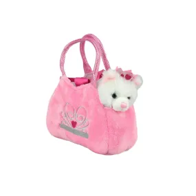 Fancy Pals - White Princess Cat in Pink Crown Bag