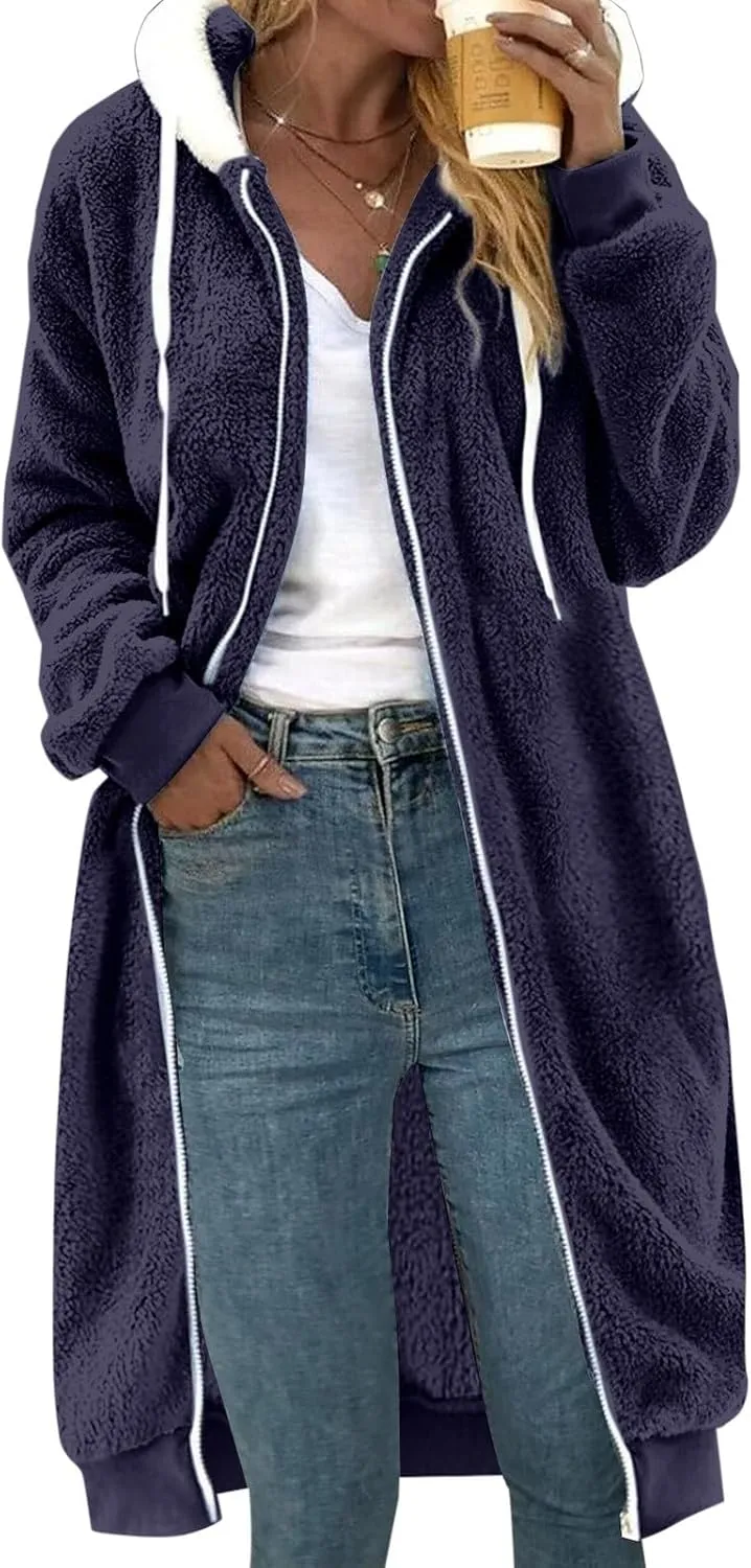 Fashionable Women'S Long Sleeve Solid Pocket Cardigan Button Top Sweater Knit Cold Weather Coats for Women