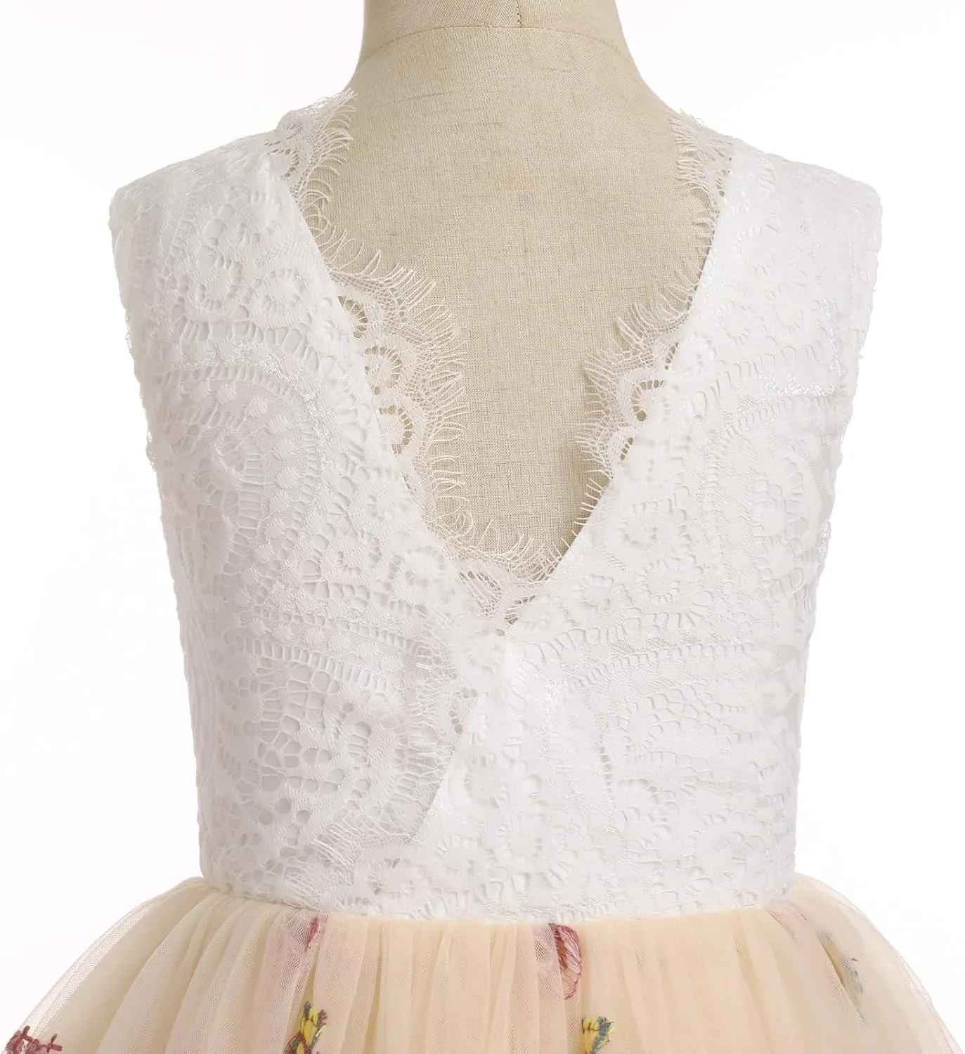 Flower Girl Dress Princess Sleeveless Floral Embroidered Kids Summer Wedding Pageant Birthday Tutu Tulle Dress