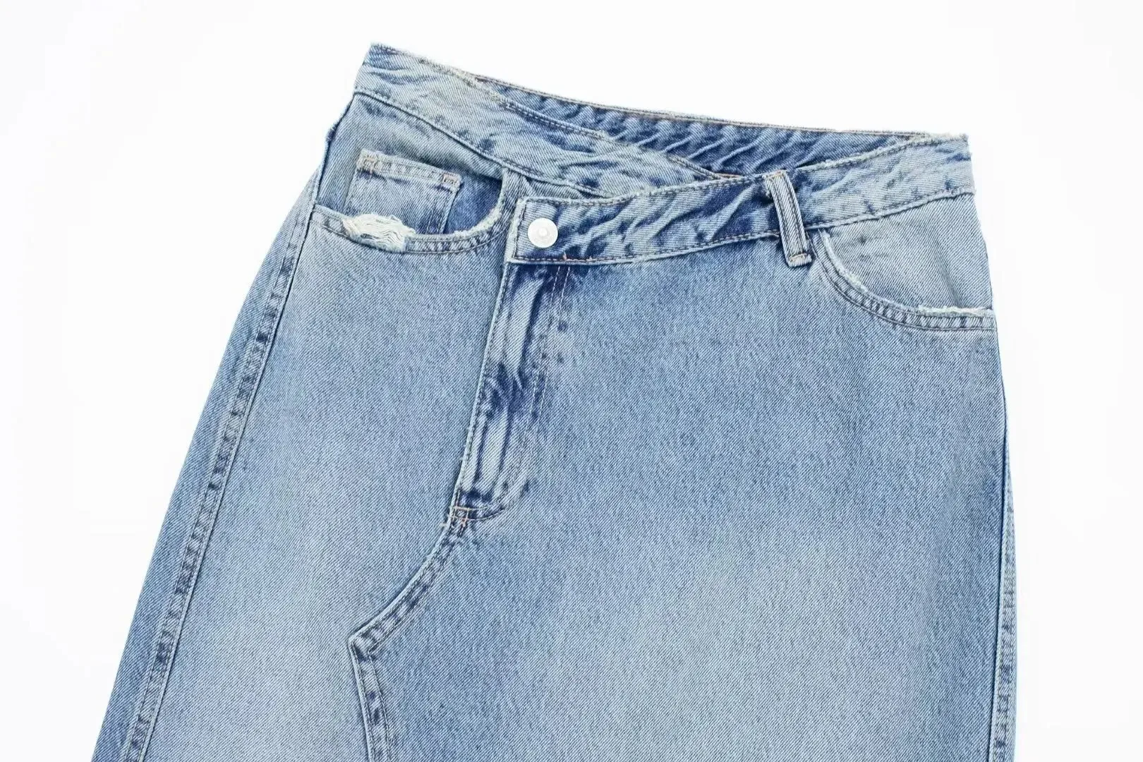 Girlary 2024 Summer New European and American Style Women's Simple Fashion Casual High Waist Split Denim Skirt Women's Half Skirt