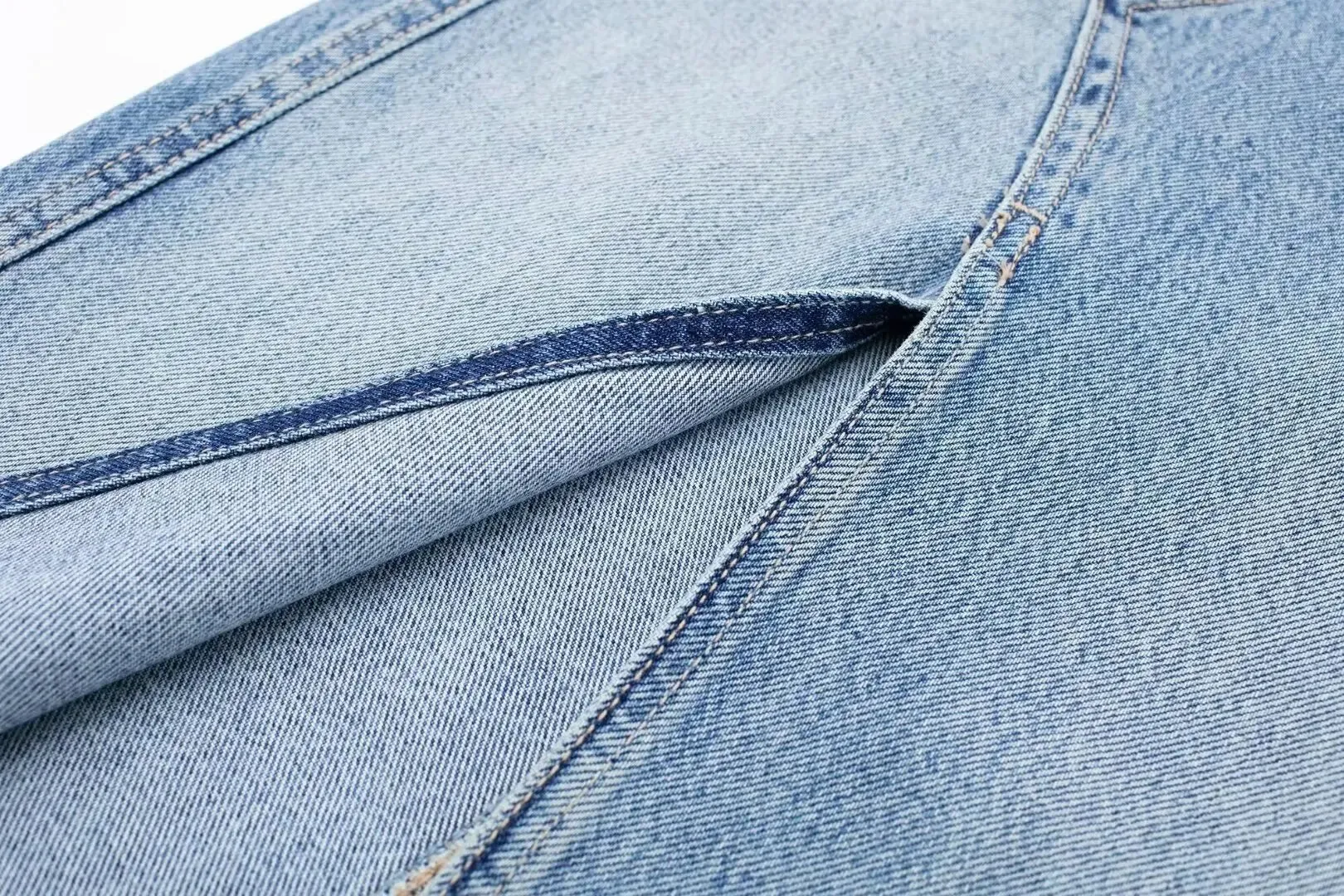 Girlary 2024 Summer New European and American Style Women's Simple Fashion Casual High Waist Split Denim Skirt Women's Half Skirt
