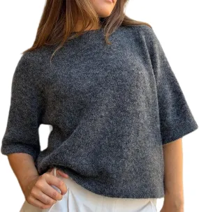 ICNGLKSND Women Half Sleeve Oversized Sweater Basic Furry Knit Shirt Boxy Cashmere Tees Fall Chunky Going Out Streetwear