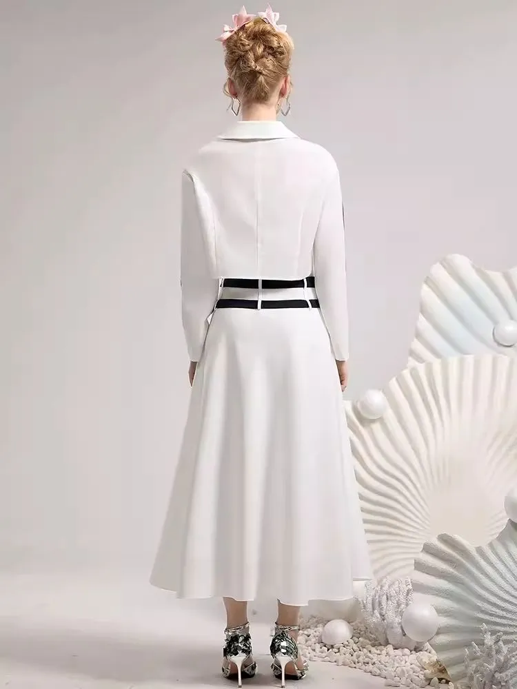 Irregular neckline shirt simple mid-length half skirt【s0000006839】