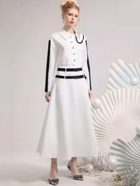 Irregular neckline shirt simple mid-length half skirt【s0000006839】