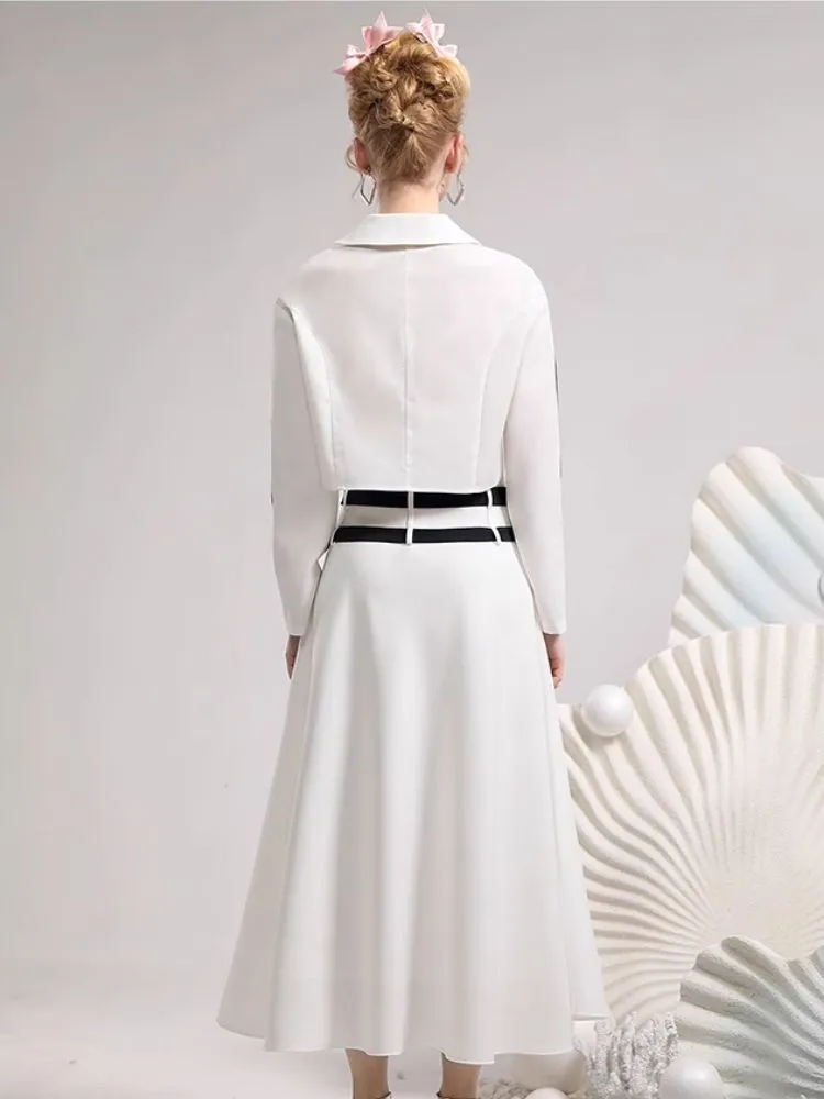 Irregular neckline shirt simple mid-length half skirt【s0000006839】
