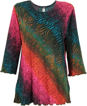 Jostar Women's Print T Shirt - 3/4 Sleeve Merrow Hem Round Neck Stretch Printed Casual Top Blouse