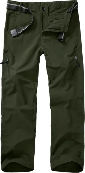 Kids Cargo Hiking Pants Boys Girls Youth Casual Lightweight Quick Dry Waterproof Outdoor Scout Uniform Pants