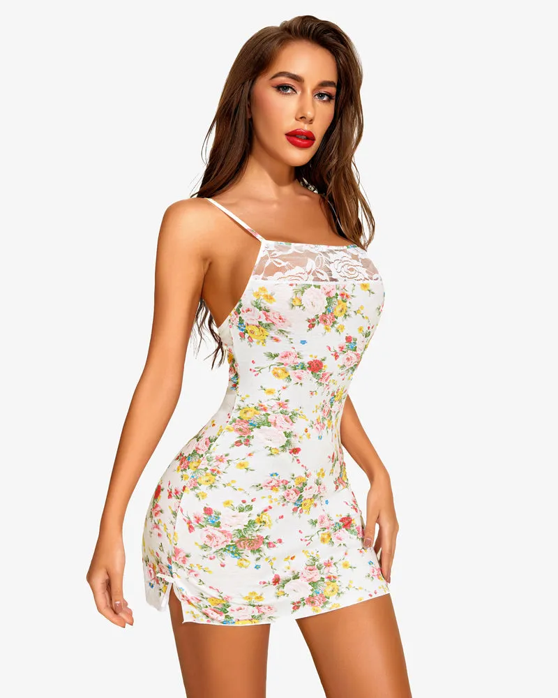 Leopard Lace Full Slips Chemise