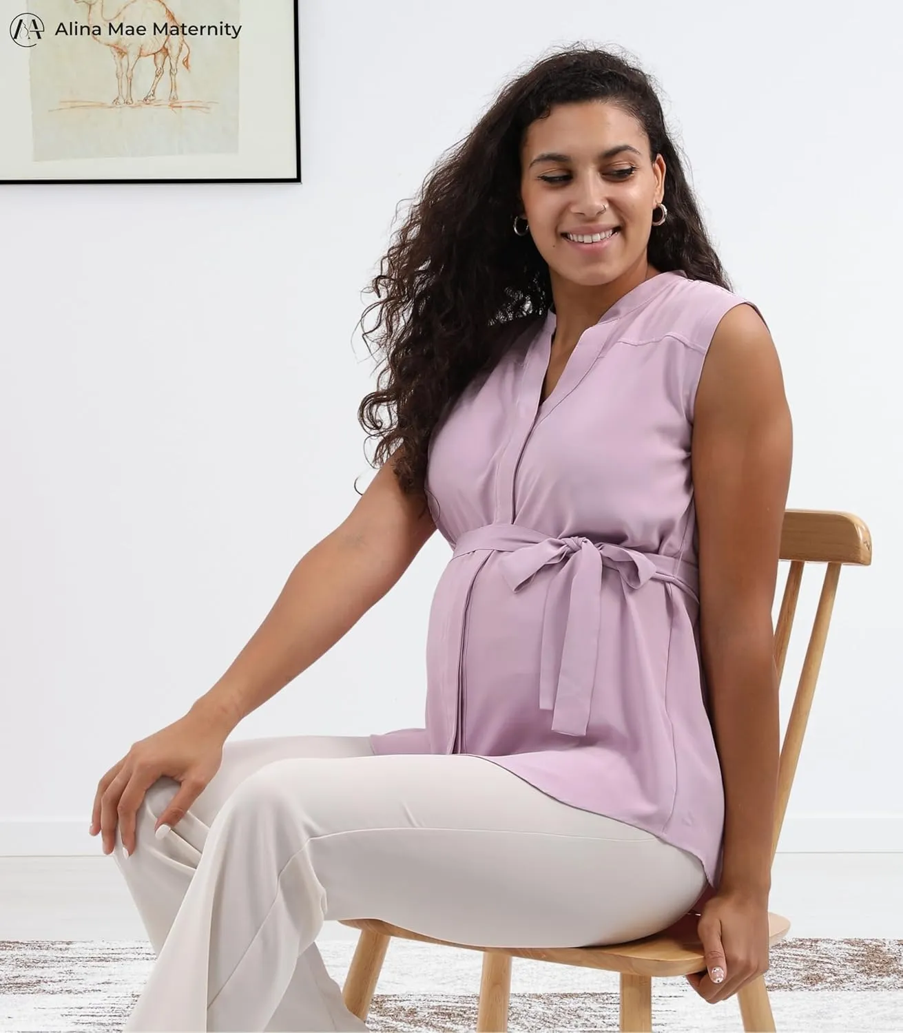 Maternity Blouse for Work Pregnancy Top Short Sleeve Shirt Formal Women Chiffon