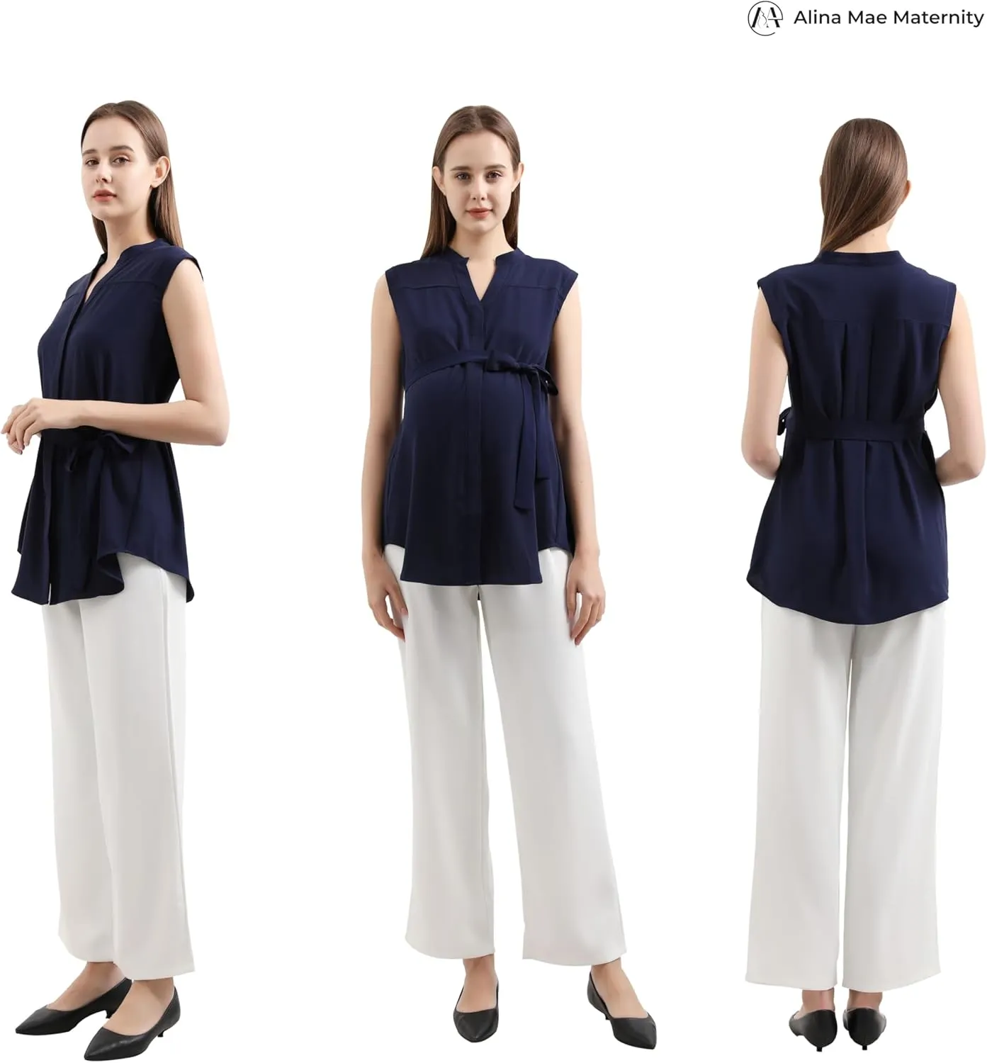 Maternity Blouse for Work Pregnancy Top Short Sleeve Shirt Formal Women Chiffon