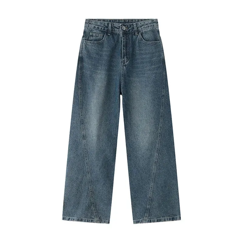 Men's Pants Spring 2023 New Casual Trousers Jeans Loose Wide Leg Simple Korean Fashion Vintage Pocket Design 9A7043