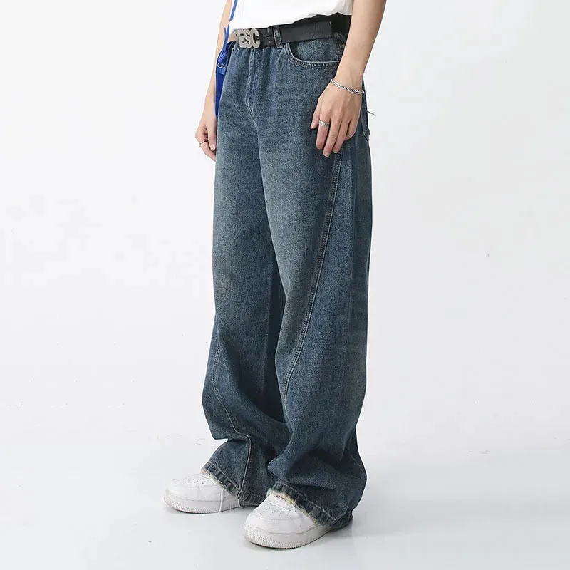 Men's Pants Spring 2023 New Casual Trousers Jeans Loose Wide Leg Simple Korean Fashion Vintage Pocket Design 9A7043