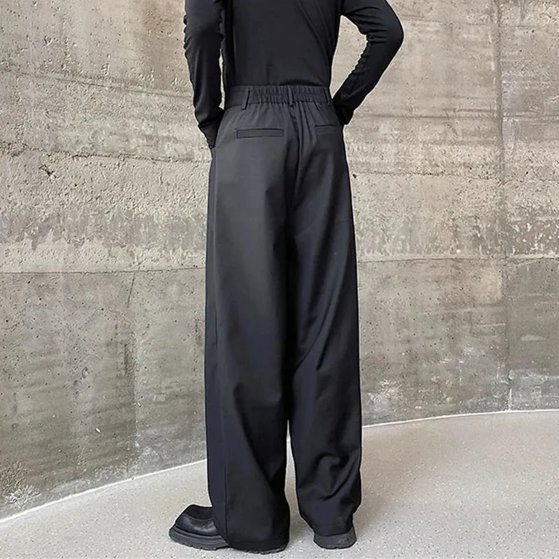 Men's Trousers Baggy Casual Pants Autumn New Pleated Double Waistband Niche Design Trend Korean Straight Leg Pants 9C2189