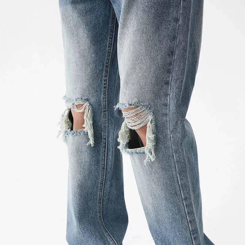 Men's Wear Spring New Casual Denim Slim Pants Trend Holes Vintage Male Trousers Korean Fashion Casual 9A7027