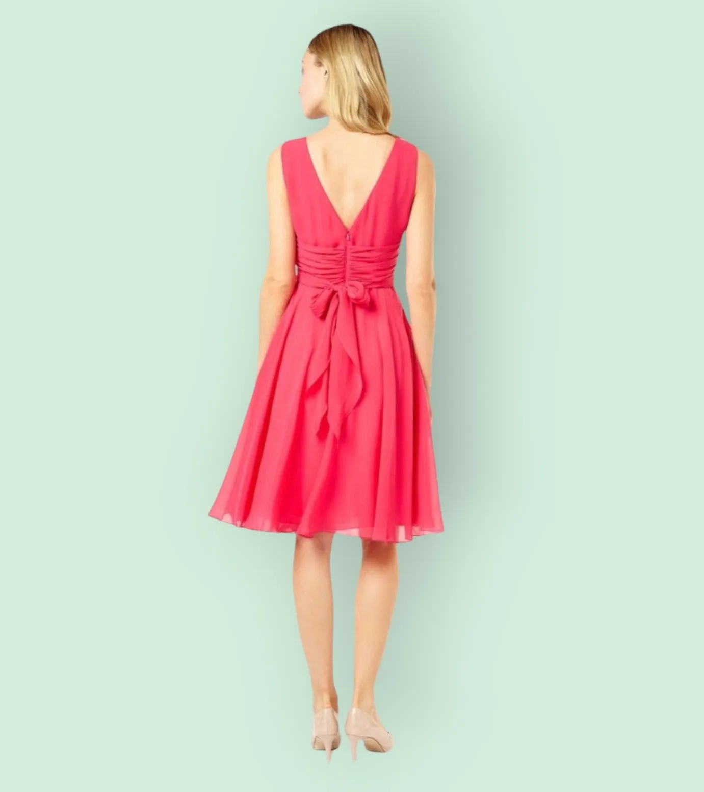 Phase Eight Magenta Marti Chiffon Special Occasion Dress UK 10 US 6 EU 38